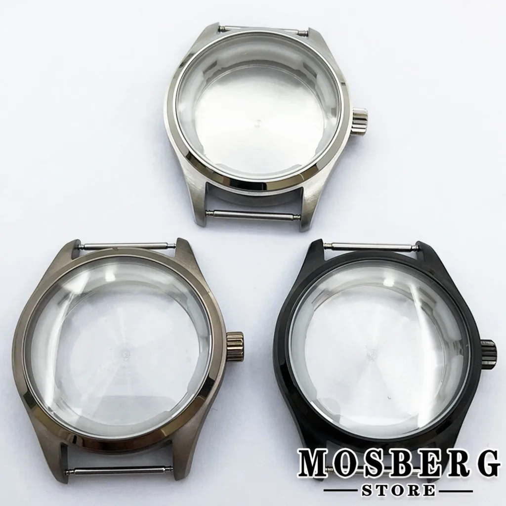 

40mm Watch Case Silver Black Solid 316L Stainless Steel For NH35 NH36 ETA2824 Watch Accessories Parts