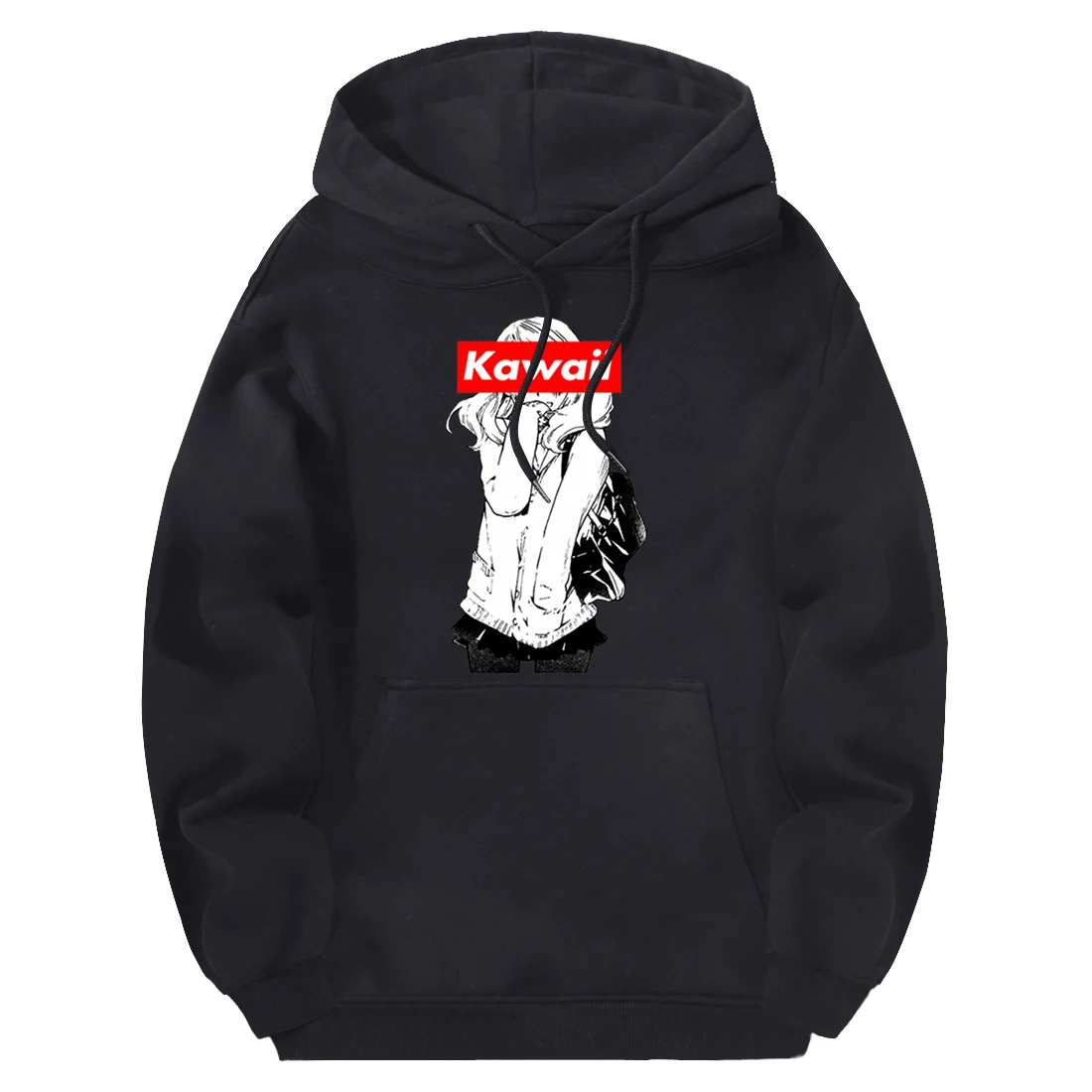 

Kawaii Girl Streetwear Hooded Sweatshirts Men Fleece Winter Tracksuits Punk Hoody Male Warm Hoodies Outdoor Moletom Masculino