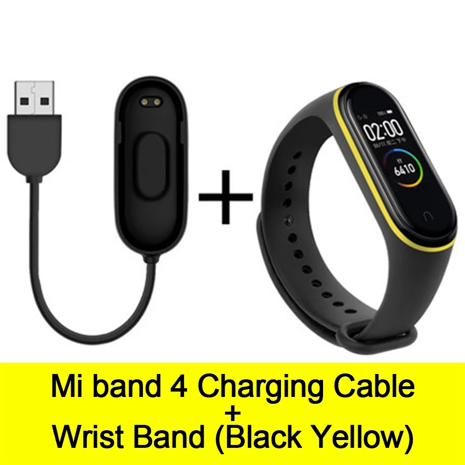Cable-Black Yellow Usb-кабель для зарядки mi Band 4, шнур для зарядного устройства, Сменный Адаптер для Xiao mi Band 4, NFC, линия для зарядки+ браслеты - Цвет: Cable-Black Yellow