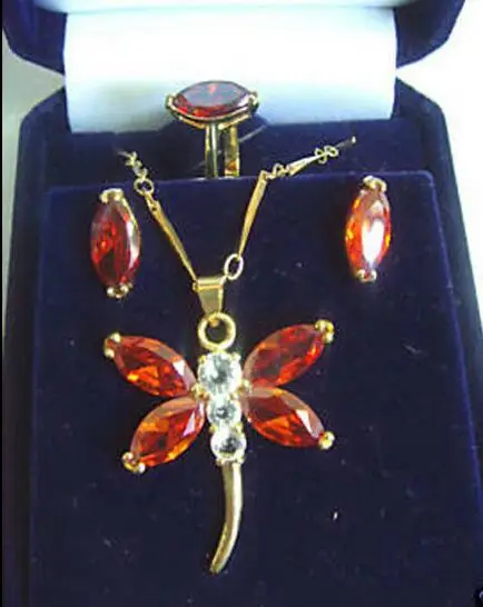 Оптовый женский комплект ювелирных изделий Подарок Подвеска+Серьги+Кольцо с цирконом, опалом, пресноводными жемчугом и нефритом (Цена не включает упаковку для ювелирных изделий)