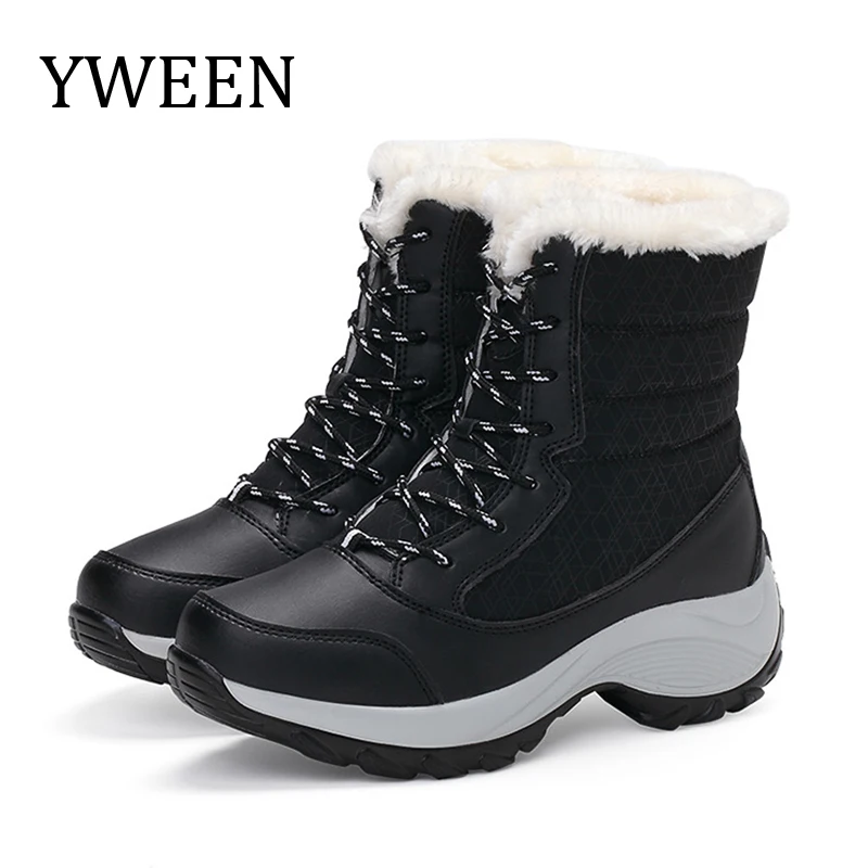 

YWEEN 2021 Winter Boots Women Super Light Boots Female Short Boots Ladies Ankle Boots Warm Plush Platform Snow Shoes Footwear