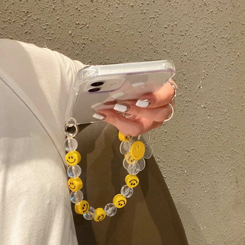 Korea Smile Bead Sun Flower Bracelet Phone Case For iPhone 11 12 Mini Pro Max X XS XR 7 8 Plus SE 2020 Chain Shockproof Cover | Мобильные