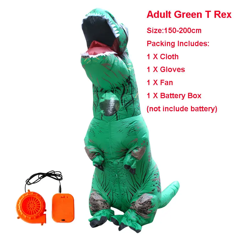 green dinosaur Надувной костюм динозавра T REX для Хэллоуина; карнавальные рождественские костюмы для женщин и мужчин; маскарадный костюм; нарядное платье - Цвет: green dinosaur