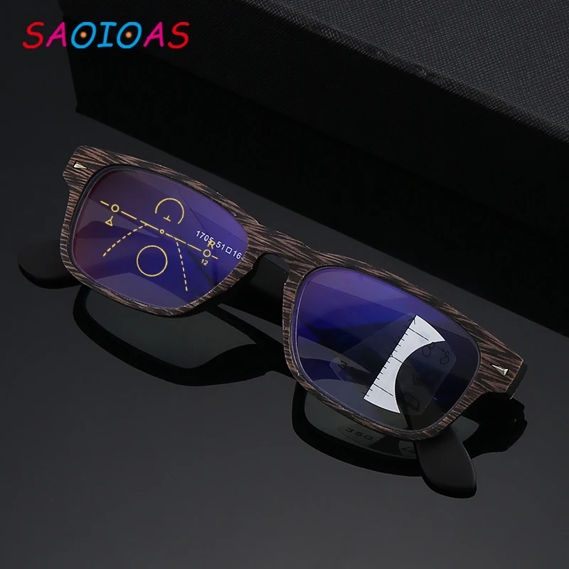 SAOIOAS Ретро Анти синий свет прогрессивные мульти фокус очки для чтения умные по