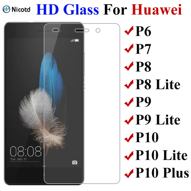 Защитное стекло NicoTD для Huawei P8 P9 P10 P6 P7 9H Защита экрана Lite 2017|Защитные стёкла и