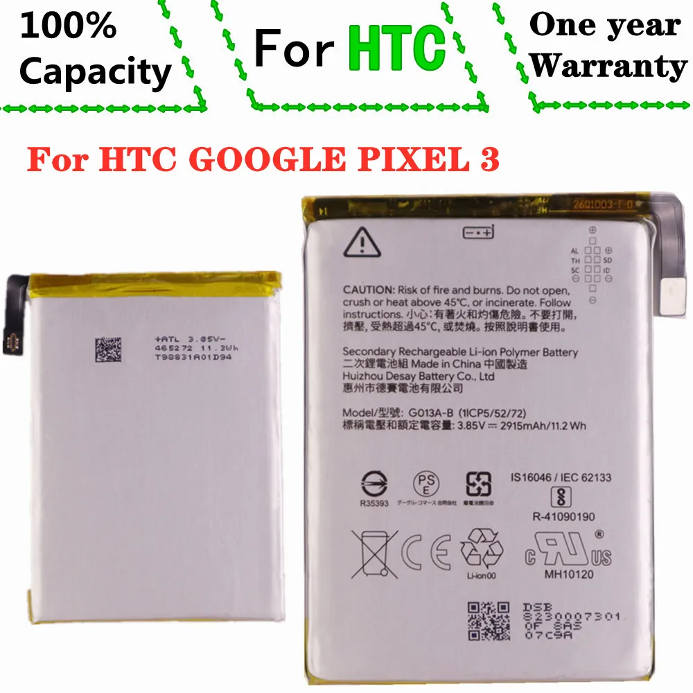 

Новый высококачественный аккумулятор 2915 мАч G013A-B для HTC GOOGLE PIXEL 3 G013B G013A стандартная батарея