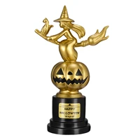 1pc surprising lightweight halloween prize witch pumpkin trophy best costume award golden trophy for kids ceremony