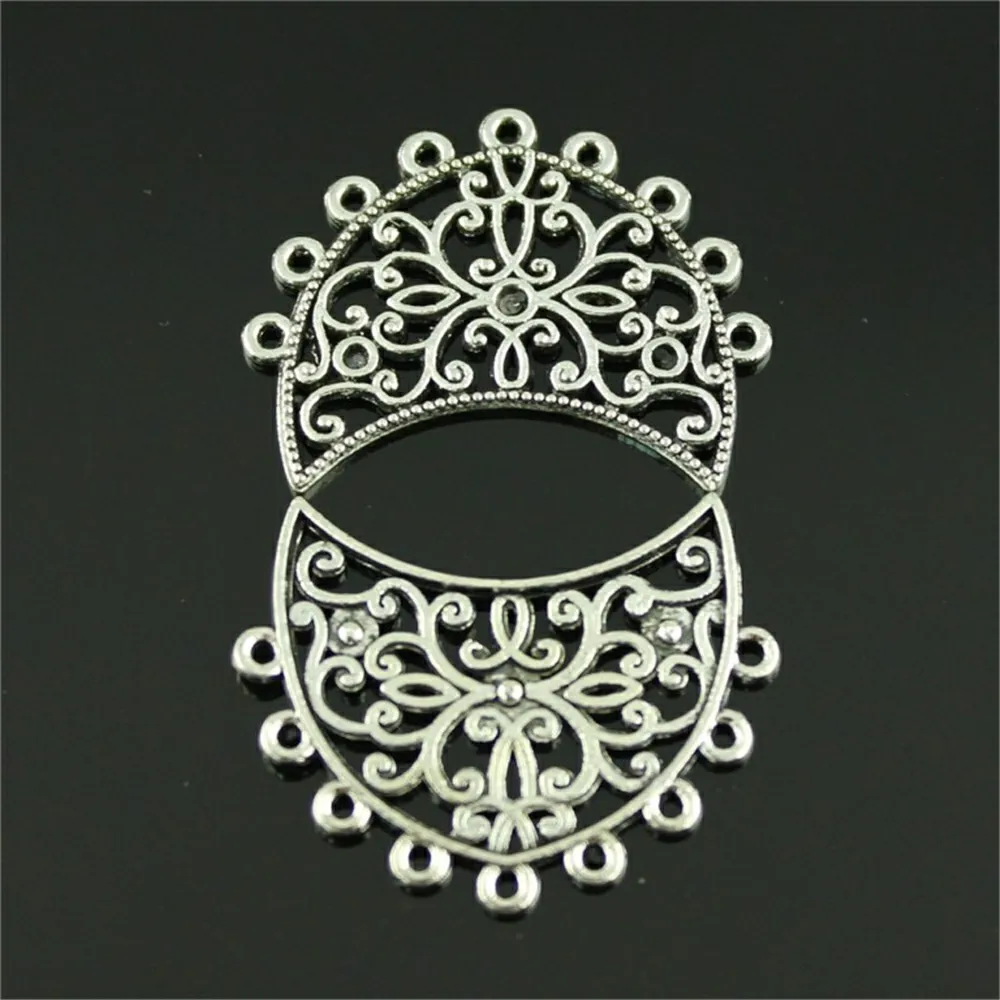 

4pcs Charms Earring Connector Antique Silver Color Alloy DIY Jewelry Making Accessories 33x25mm
