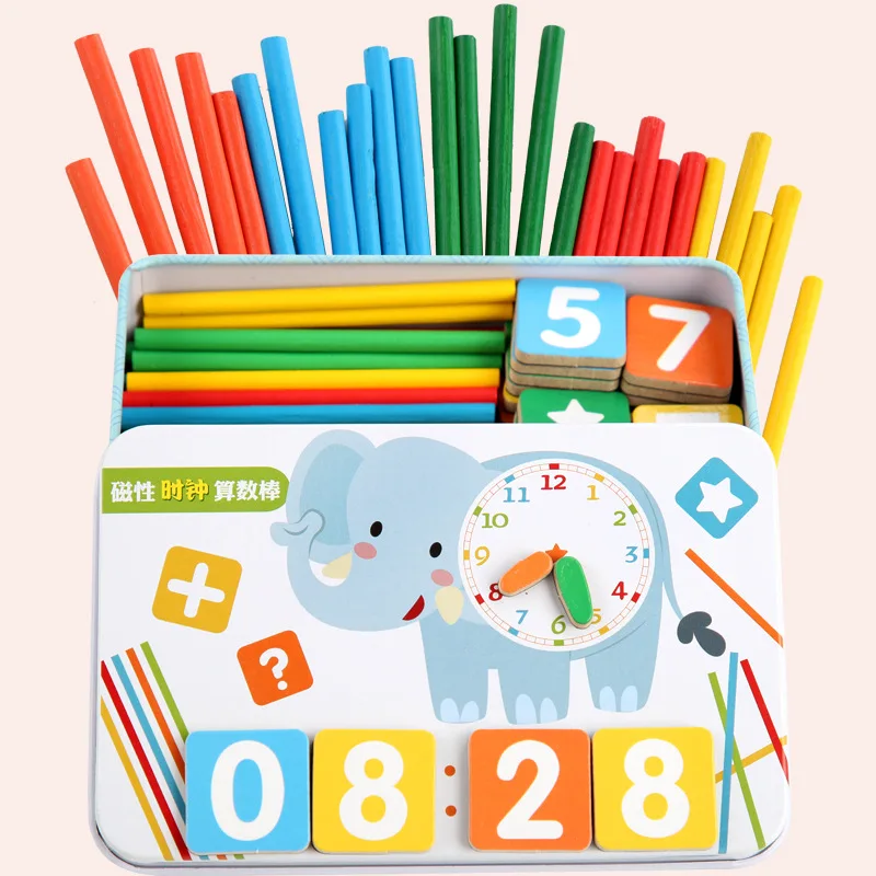 

Children's Education Wooden Counting Sticks Magnetic Mathematics Teaching Aid Count Toys Kids Baby Math Toys Learning Box Gift