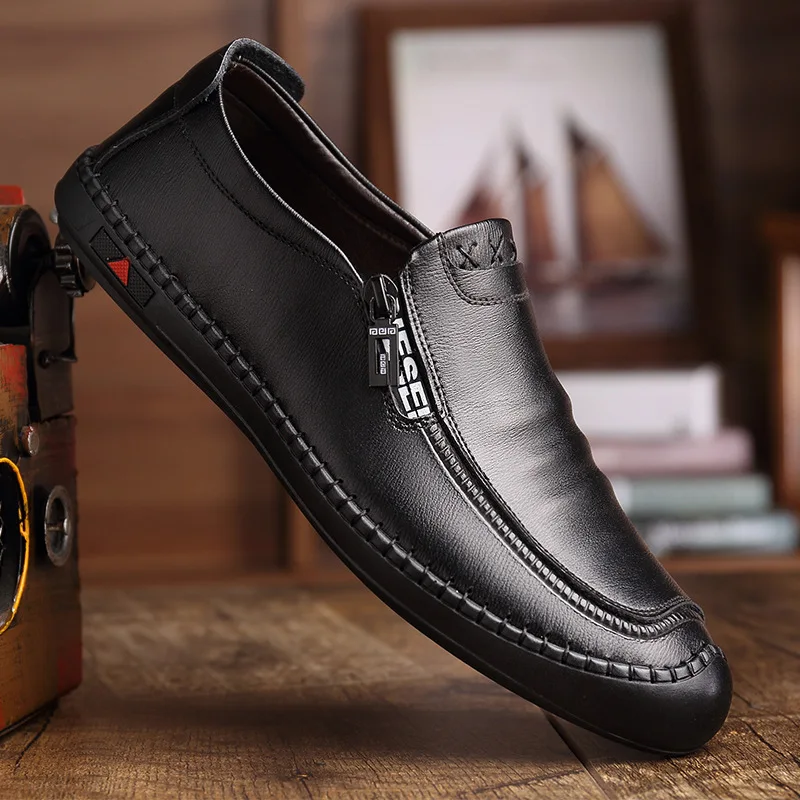 Fashion Leather Shoes Men Casual 2019 New Loafers Soft Driving Men's Flat Moccasins Handmade Chaussure Homme | Обувь