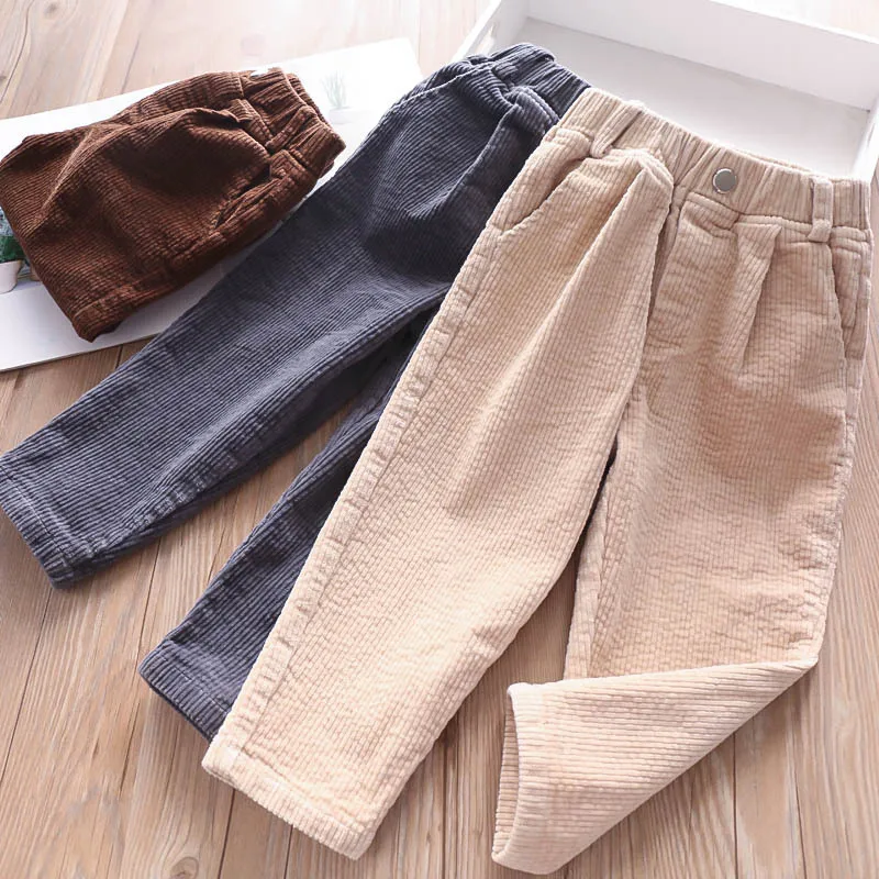 Осенне зимние вельветовые брюки для мальчиков и девочек детская одежда оптовая