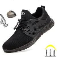 safety shoes for men with steel toe cap women work footwear breathable sports shoes construction trekking boots black pink 36 48