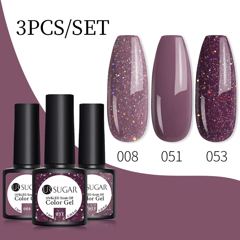 

UR SUGAR 7.5ml Gel Nail Polish Set iridescent Winter Purple Glitter For Manicures Set Semi-permanant UV Lamp Nail Varnishes