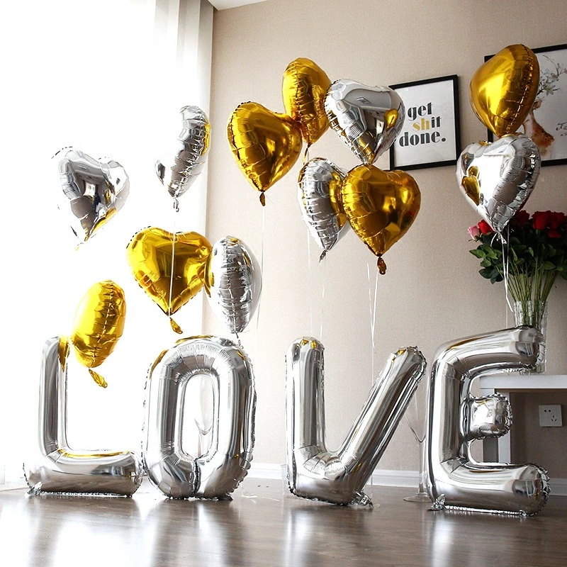 

4pcs/lot Foil Balloons LOVE Letter Wedding Decoration Ballon Romantic Valentine's Day Love Letter Balls Party Supplies zz44