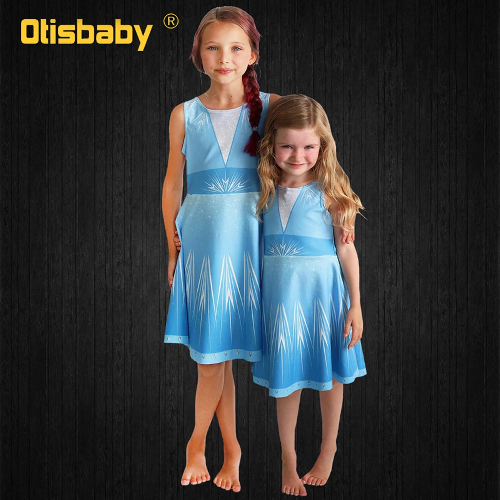 

2020 Elsa 2 Infant Girls Elsa Dress Halloween Princess Anna Costume Child Light Blue Casual Vest Dress Toddler Fantasia Infantil