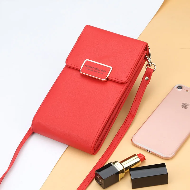 Brand Crossbody Bags Touch Screen Cell Phone Purse Bag Smartphone Wallet Metal PU Leather MINI Shoulder Strap Handbag Women Bag