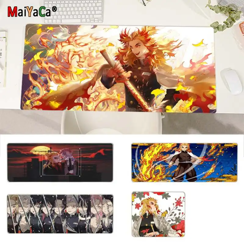 

Модный большой коврик для мыши MaiYaCa, рассекающий демонов, Rengoku Kyoujurou, компьютерный коврик, размер для больших игр CSGO, настольных ПК, ноутбуков