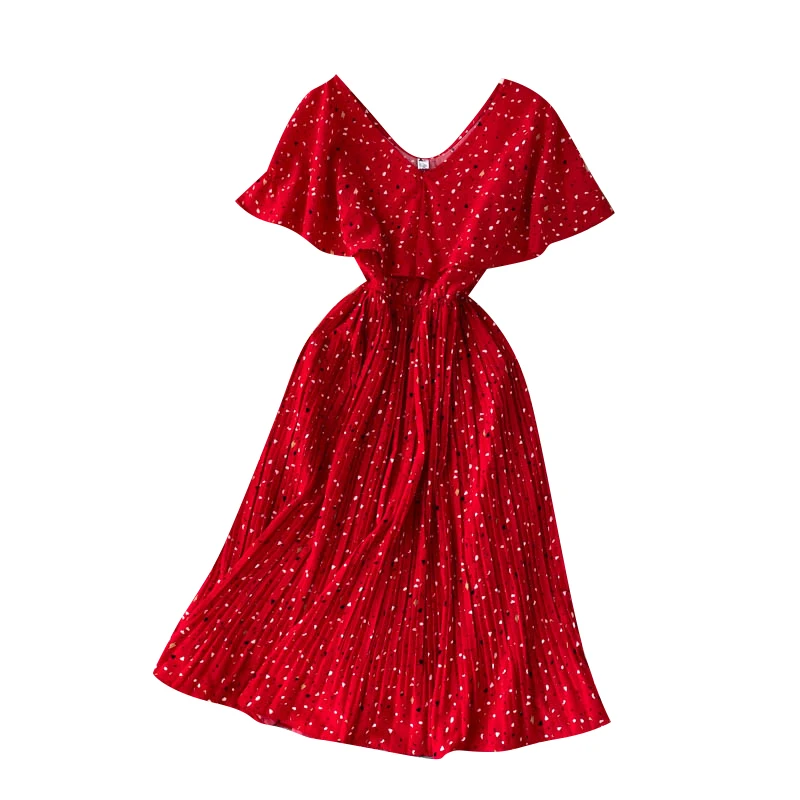 Женское плиссированное платье SINGRAIN летнее корейское ТРАПЕЦИЕВИДНОЕ ПЛАТЬЕ С