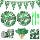 Набор одноразовой столовой посуды для вечевечерние НКИ Гавайский Луау, тропическая бумага с пальмовыми листьями, Женский баннер, украшение для тематической вечеринки в джунглях, лето