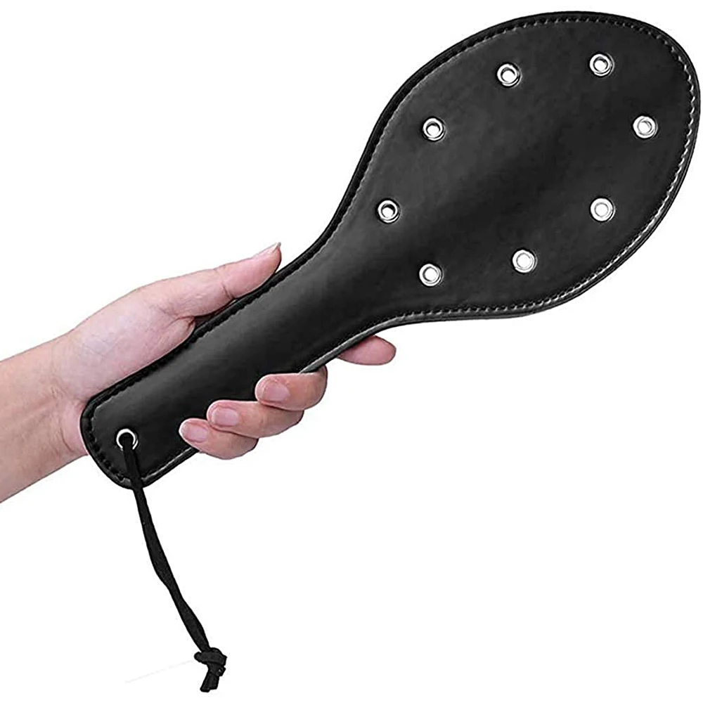 Studded Faux Leather Paddles, 11.9inch Total Length,Equestrianism Horse Crop Whip