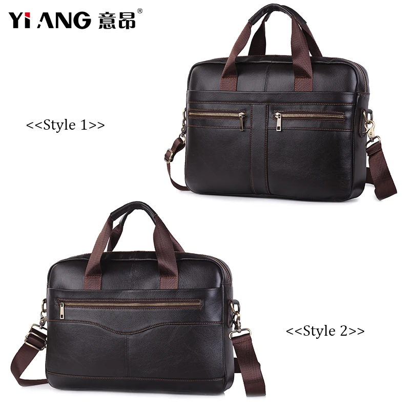 Брендовый мягкий мужской портфель YIANG из натуральной кожи сумка для ноутбука