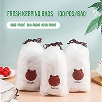 100pc universal fresh storage bags stretch plastic food covers for meal reusable plastic bags food storage adjustable bowl lid