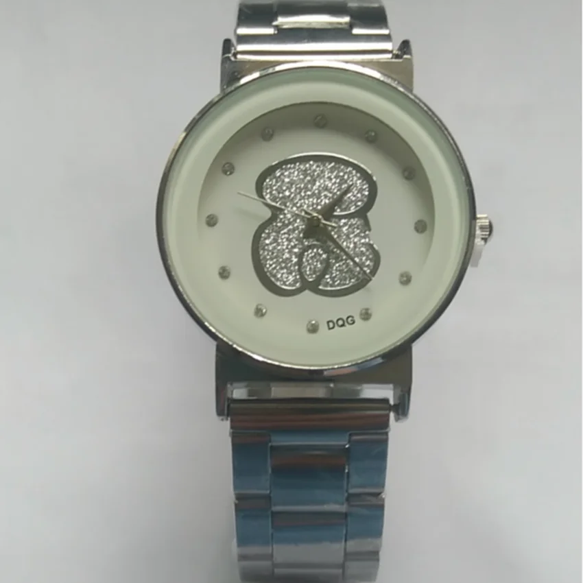 

Zegarek Damski 2021New DQG Women Watch Reloj Mujer Fashion Silver Full steel Bear Watches Women Quartz Wristwatch Montre Femme