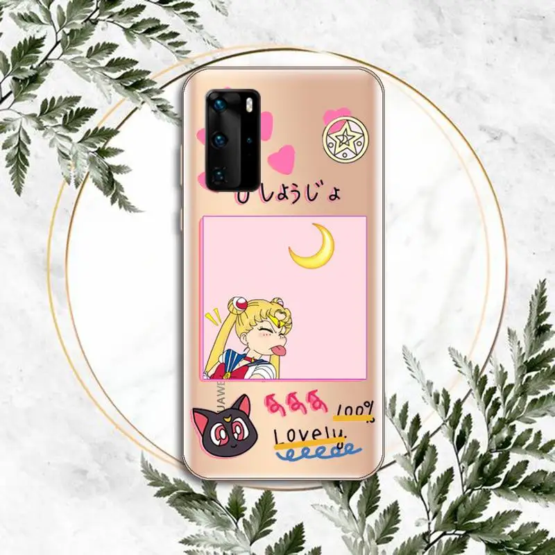 

pink luna Sailor Moon anime Phone Case Transparent for Samsung A71 S9 10 20 HUAWEI p30 40 honor 10i 8x xiaomi note 8 Pro 10t 11