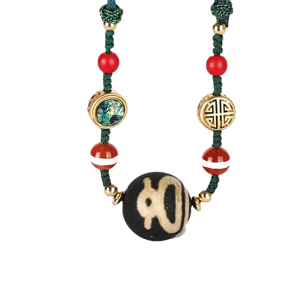 

Natural Dzi Bead Pendant Gem Necklace for Women Jewelry for Women Mens