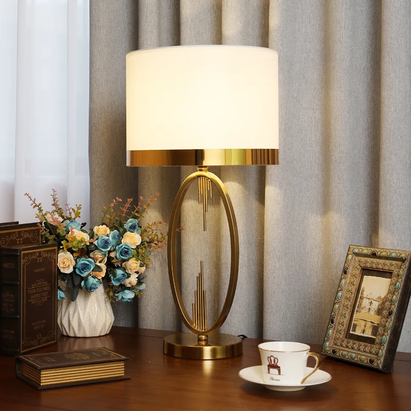 

Modern cloth table lamp bedroom bedside lamp household comfortable room reading lamp E27