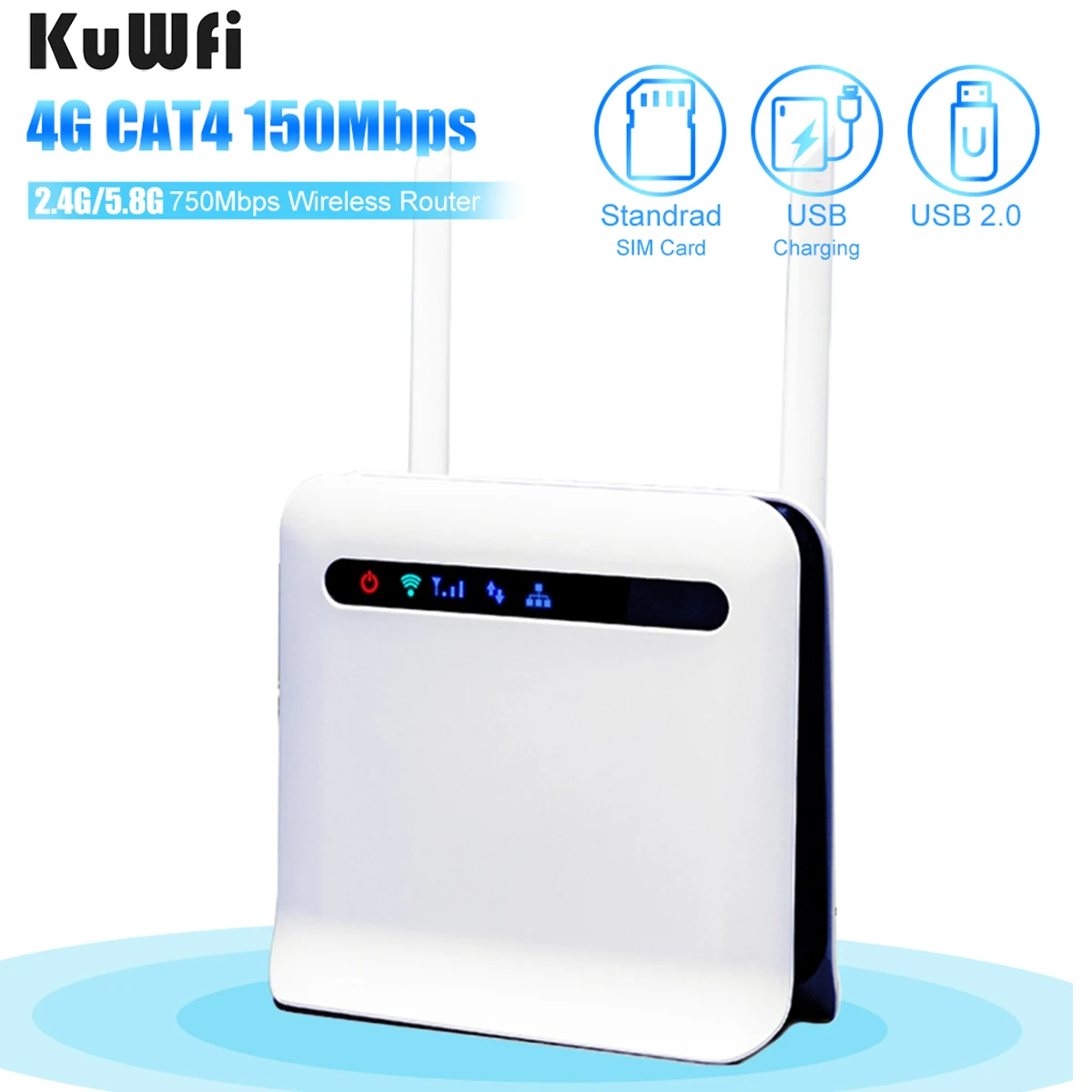 KuWFi 4G LTE двухдиапазонный маршрутизатор 750 Мбит/с 4G/3G/2G SIM карта разблокированный