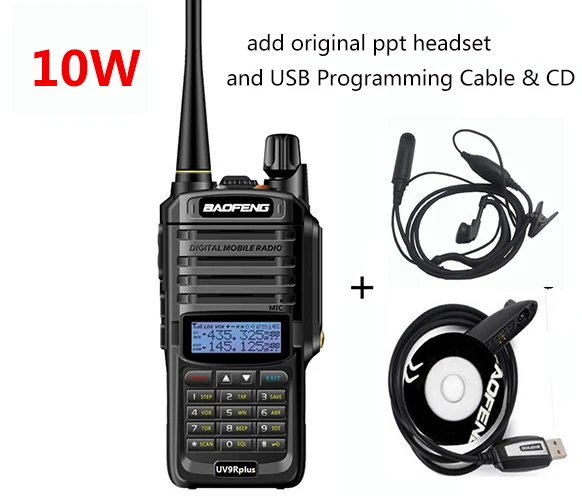 10W headset cable Обновление uv9r Baofeng UV-9R plus 50 км портативная рация 10 Вт 4800 мАч двухстороннее радио vhf uhf ham Радио большой диапазон CB радиостанция - Цвет: 10W headset cable