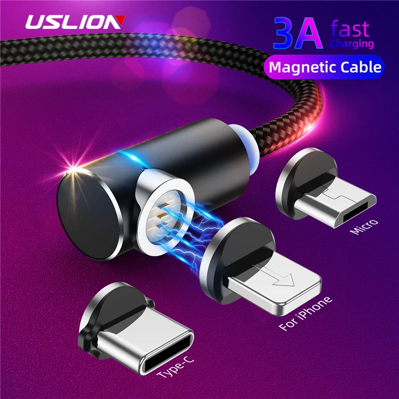 Магнитный usb кабель USLION Micro USB/Type C/Lightning 1м/2м|Кабели для мобильных телефонов| |