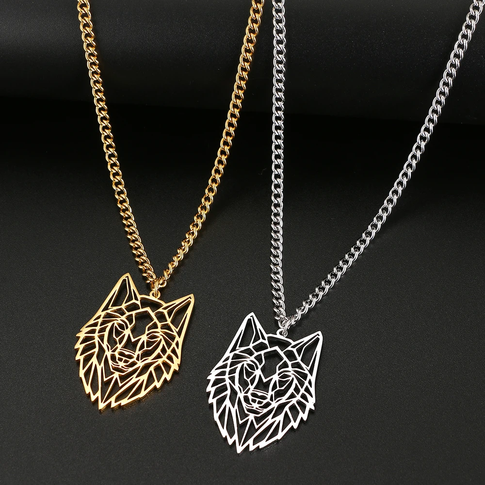 Ожерелья из нержавеющей стали подвески в стиле хип-хоп с головой волка Мужская