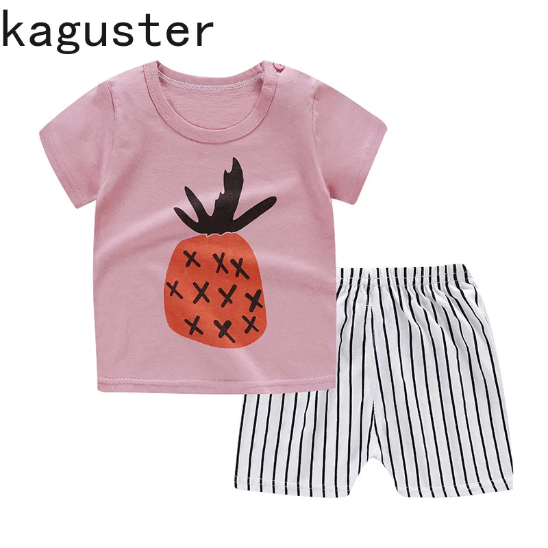 Одежда для маленьких мальчиков наряды девочек детские летние комплекты футболка