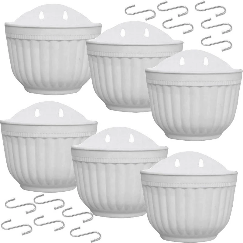 

Promotion! 6 Pack 8.2 Inch Wall Hanging Planter Pots Vertical Garden Window Hang Box Container for Plants Flowers Herbs with Hoo