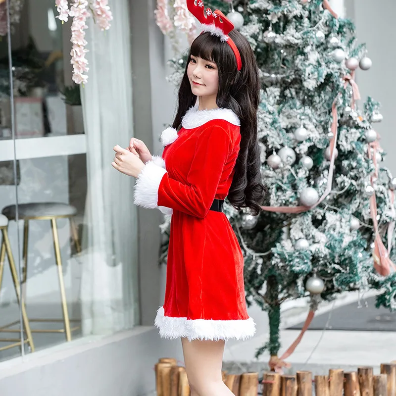 Санта Клаус цвет красный подарок к Рождеству бархатный костюм Для женщин с