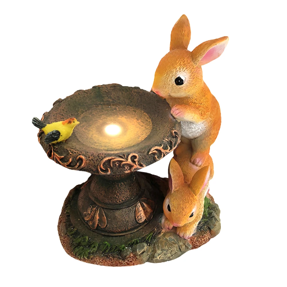 

Cute Cartoon Rabbit Solar Resin Lamp Garden Decoration Balcony Simulation Terrace Resin Decor Garden Statue