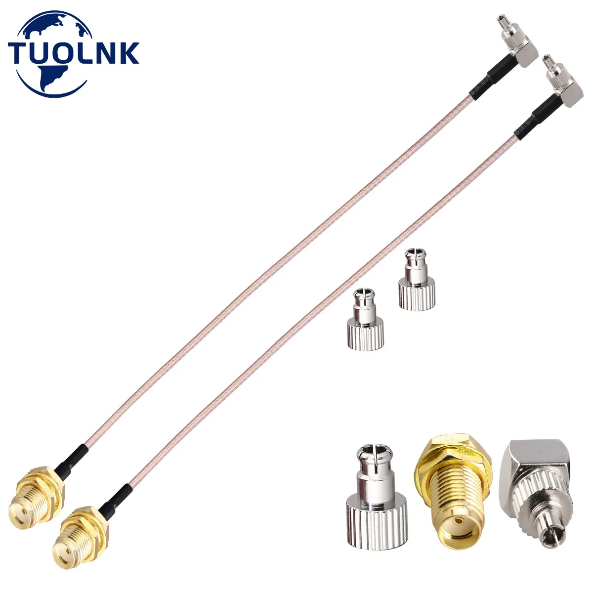 Pacote Sma Fêmea ao Ângulo Direito Crc9 Ts9 Macho Duplo Conector Cabo de Extensão Coaxial Rg316 rf Cabo Coaxial 0.98ft30cm 2