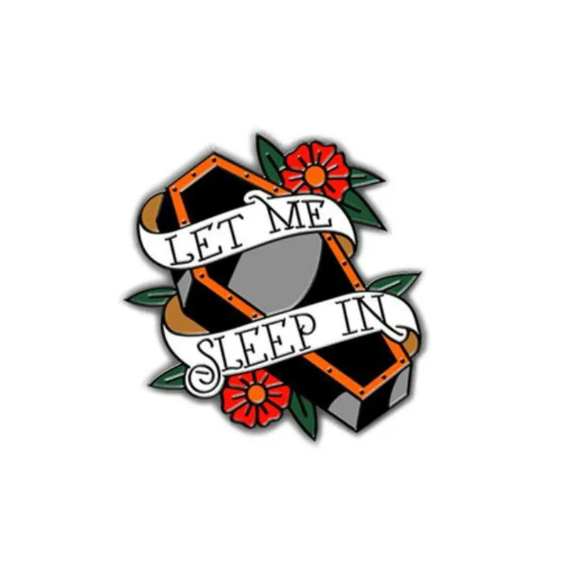 Эмалированная брошь в виде фотообои с надписью Let Me Sleep In|Броши| |