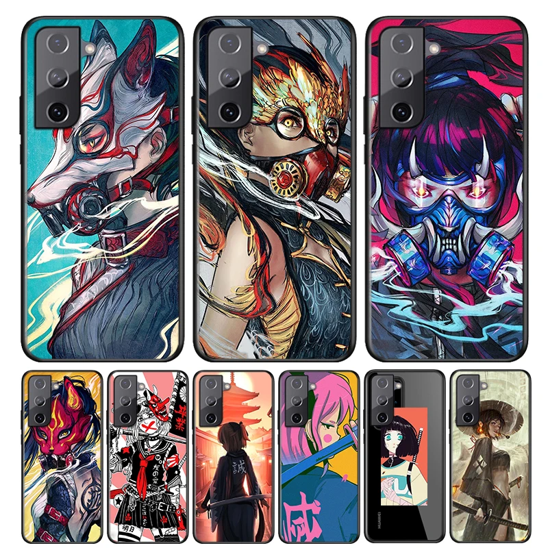 

Phone Case For Samsung Galaxy S21 S20 FE Ultra Lite S10 5G S10E S9 S8 S7 S6 Edge Plus Anime girl samurai Soft TPU Cover