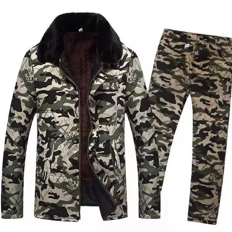 Winter Cotton-padded Clothes Velvet Padded Men's Cold Storage Work Jacket Labor Insurance Cotton-padded Trousers Suit.