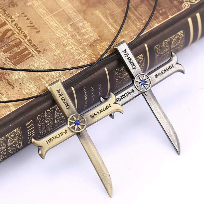 Ожерелье из аниме One Piece Dracule Mihawk Cross Sword Kogatana Чокер колье цинкового сплава для