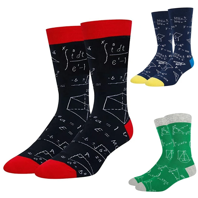 

Mathematical Formula Print Crew Socks Geometry Abstract Math Funny Tube Hosiery X5XD