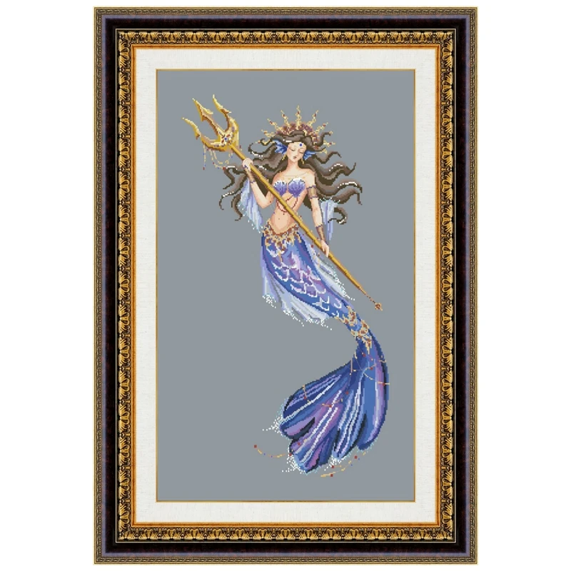 

Heiress of Atlantis cross embroidery kits aida fabric 18ct 14ct 11ct deep gray cotton thread beads stitch embroider craft set