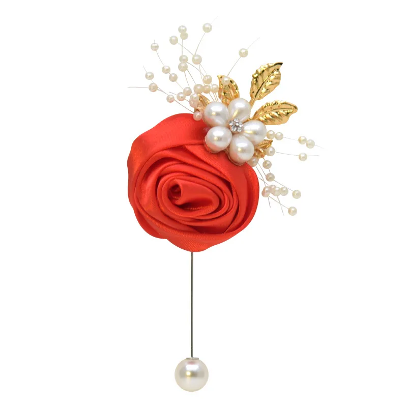 Свадебный цветок роза шелковая лента для невесты корсажная булавка брошь