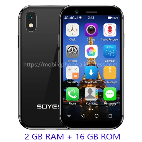 SOYES, новинка, XS Mini, 4G, смартфон, разблокированный, Android, смартфон, мобильный телефон, две sim-карты, Wifi, для лица, ID, Google Play, магазин, бесплатный Чехол, подарок - Цвет: XS-black-2-16