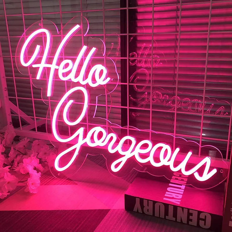 Hello Gorgeous Neon Signs For Bedroom Custom Led Sign Personalized Logo Birthday Party Wedding Wall Art Decoration Neon Lights