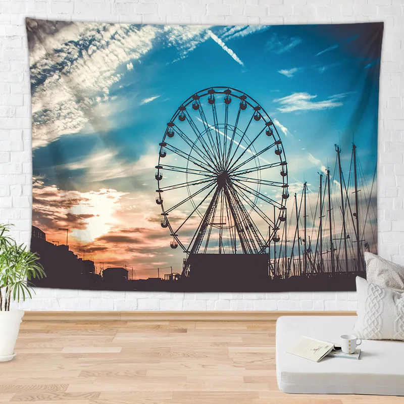 Vintage Tapestry Wall Hanging Blanket Large Building Design Decorative Carpet For Living Room Dropshipping | Дом и сад
