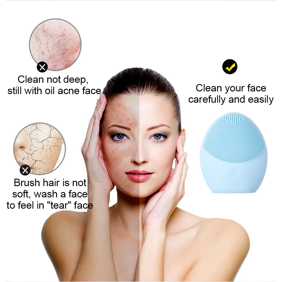 Электрическая Очищающая щетка ультразвуковая Вибрация глубокое очищение черных